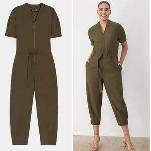 NWT GSTQ Utility Cinched Jumpsuit In Green
